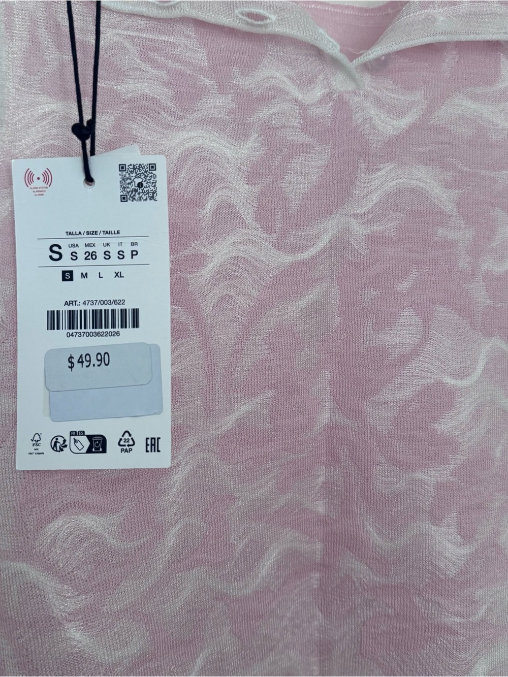 NWT Zara Pink Swirl Top Small - Picture 6 of 6